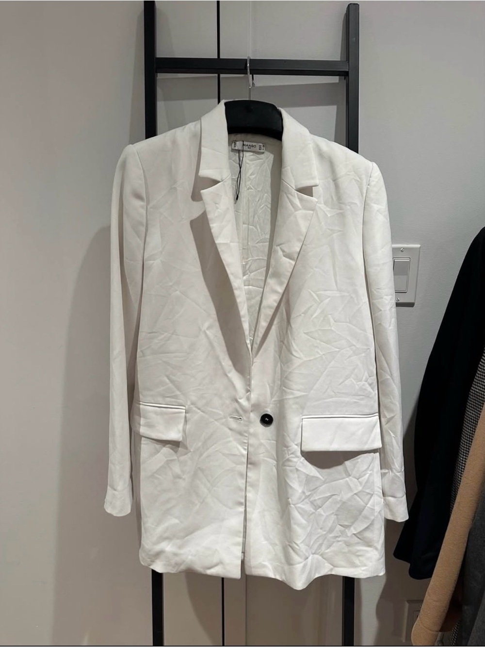 Mango White Single-Button Tailored Blazer